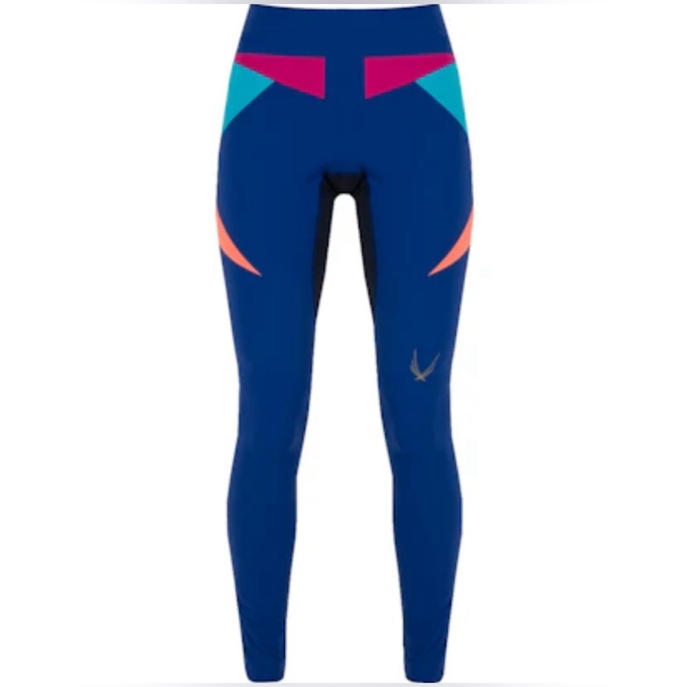 Women's Navy Blue Performance Leggings with Colorblock Accents